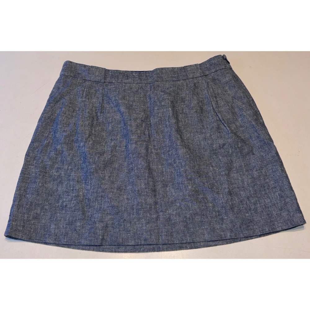 The Limited Women's Blue Linen Blend Mini Skirt Size 8 A-Line Chambray Pockets